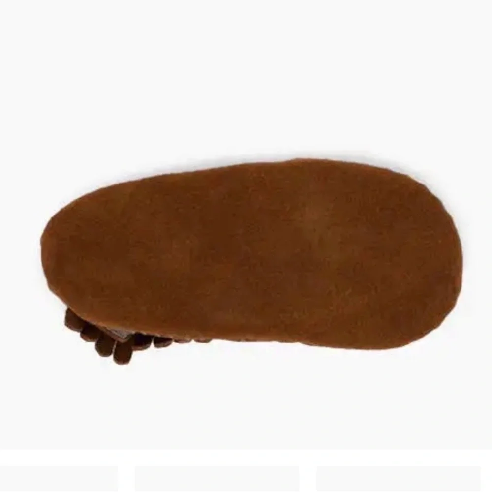 Minnetonka Kids Moccasins in Brown Suede with Fringe